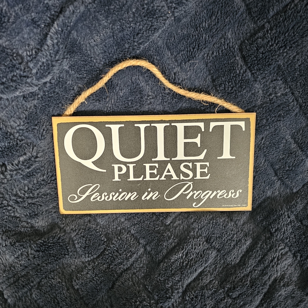 Quiet Please Hanging Sign - Black and Natural Wood